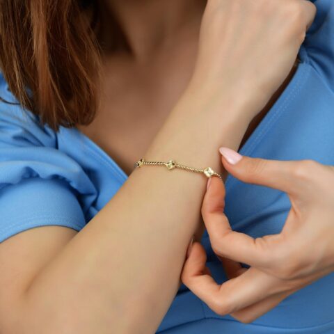 14 Ayar Altın İtalyan Yonca Bileklik - Falco D'ore