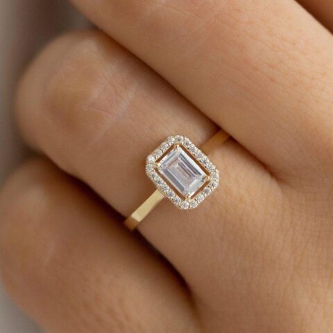 Altın Baget Taşlı Yüzük - Falco D'ore